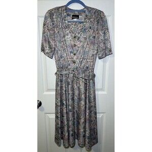 Whirlaway Frocks Women’s Vintage Short Sleeve Floral Button Belted Dress Size 10